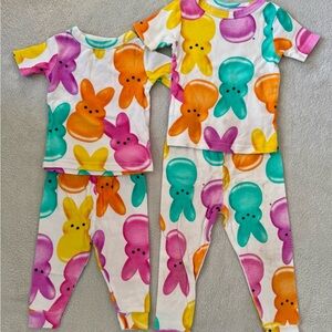 Vibrant Bunny Print Kids Pajama Set